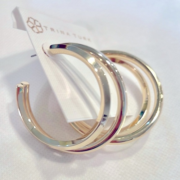 TRINA TURK- Gold Plated -Large DOUBLE HOOP EARRINGS-NWT - Picture 1 of 4